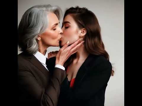 Delicate Kiss #shorts #lesbian #agegap #beauty #love #kiss #wlw #lgbt #aigenerated