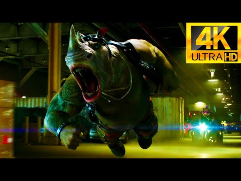 Teenage Mutant Ninja Turtles Out Of The Shadows : Casey vs Bebop & Rocksteady | Fight Scene [4K HDR]