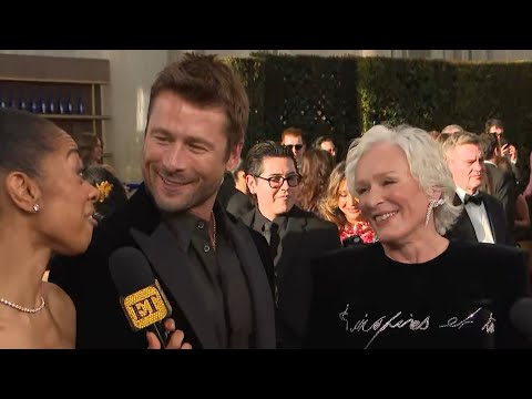 Glen Powell Calls Glenn Close 'The Ultimate Glenn' During Golden Globes Red Carpet Run-In