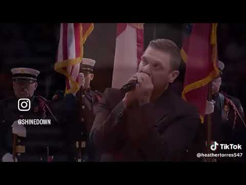 Brent Smith of Shinedown singing “The Star-Spangled Banner”