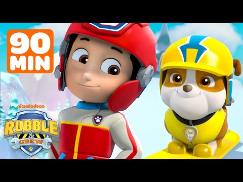 Baby Rubble Makes a Snow Rescue! w/ PAW Patrol Ryder & Marshall | 90 Minutes | Rubble & Crew