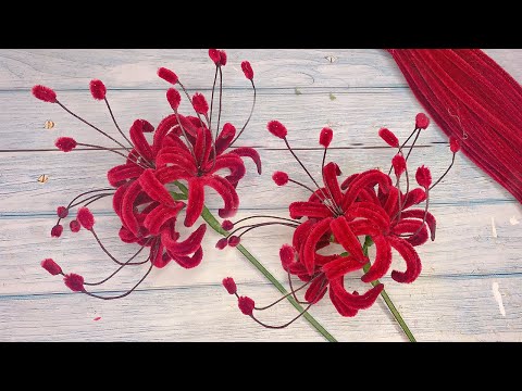 DIY Beautiful flowers with Pipe Cleaner - Red Spider Lily Pipe Cleaner flowers - DIY Chenille Wire