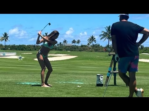 Brooks Koepka's model wife Jena Sims takes to golf course with LIV Golf star wearing bikini