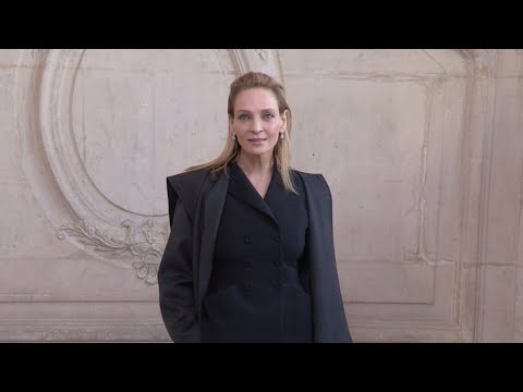 Uma Thurman, Levon Thurman Hawke at Dior Photocall in Paris