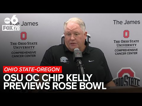 Ohio State offensive coordinator Chip Kelly speaks to reporters ahead of Rose Bowl