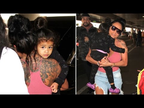 Nia Guzman And Chris Brown's Mom At LAX With Royalty Asked About Karrueche's Restraining Order